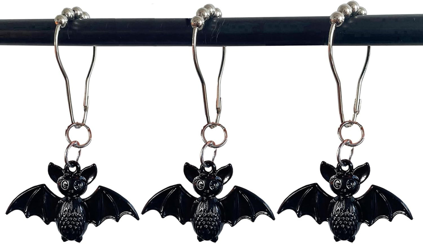 Halloween Bat Shower Hooks - Rustproof Metal, 12 Pcs