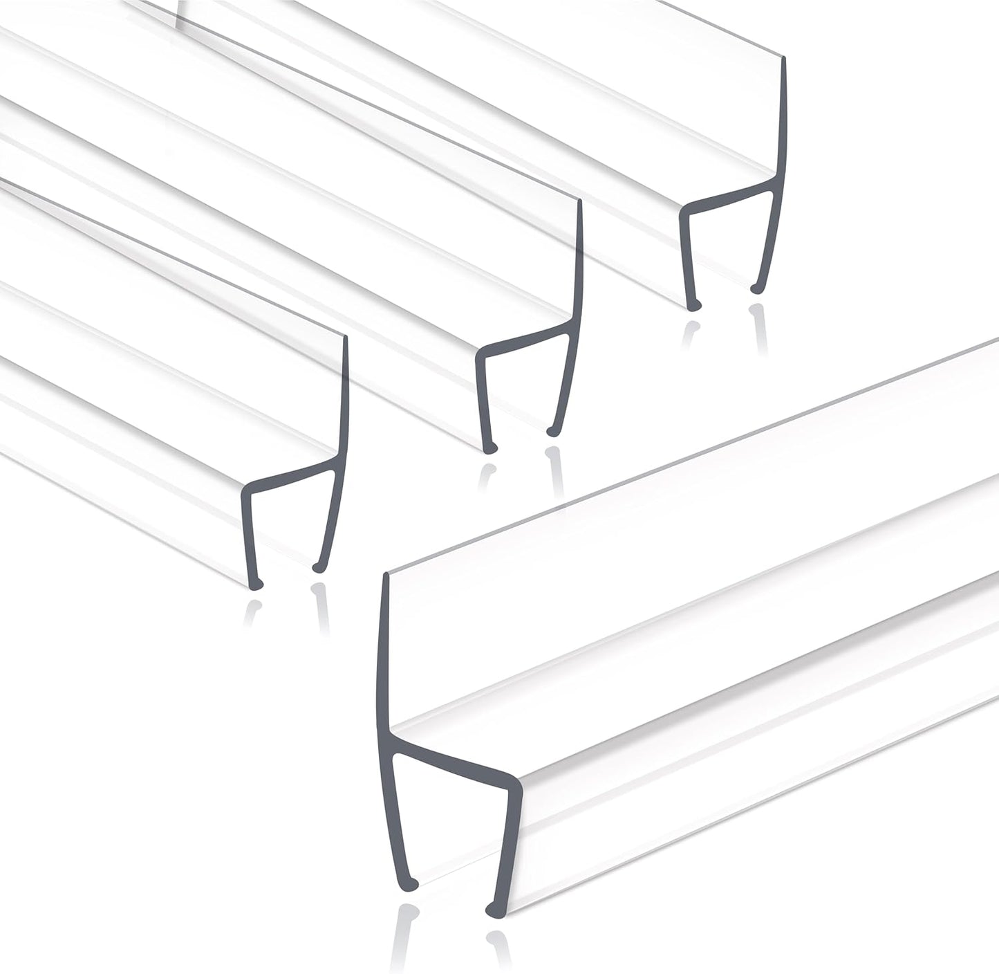 Frameless Shower Door Seal Strip 4 Pack for 3/8 Inch Glass