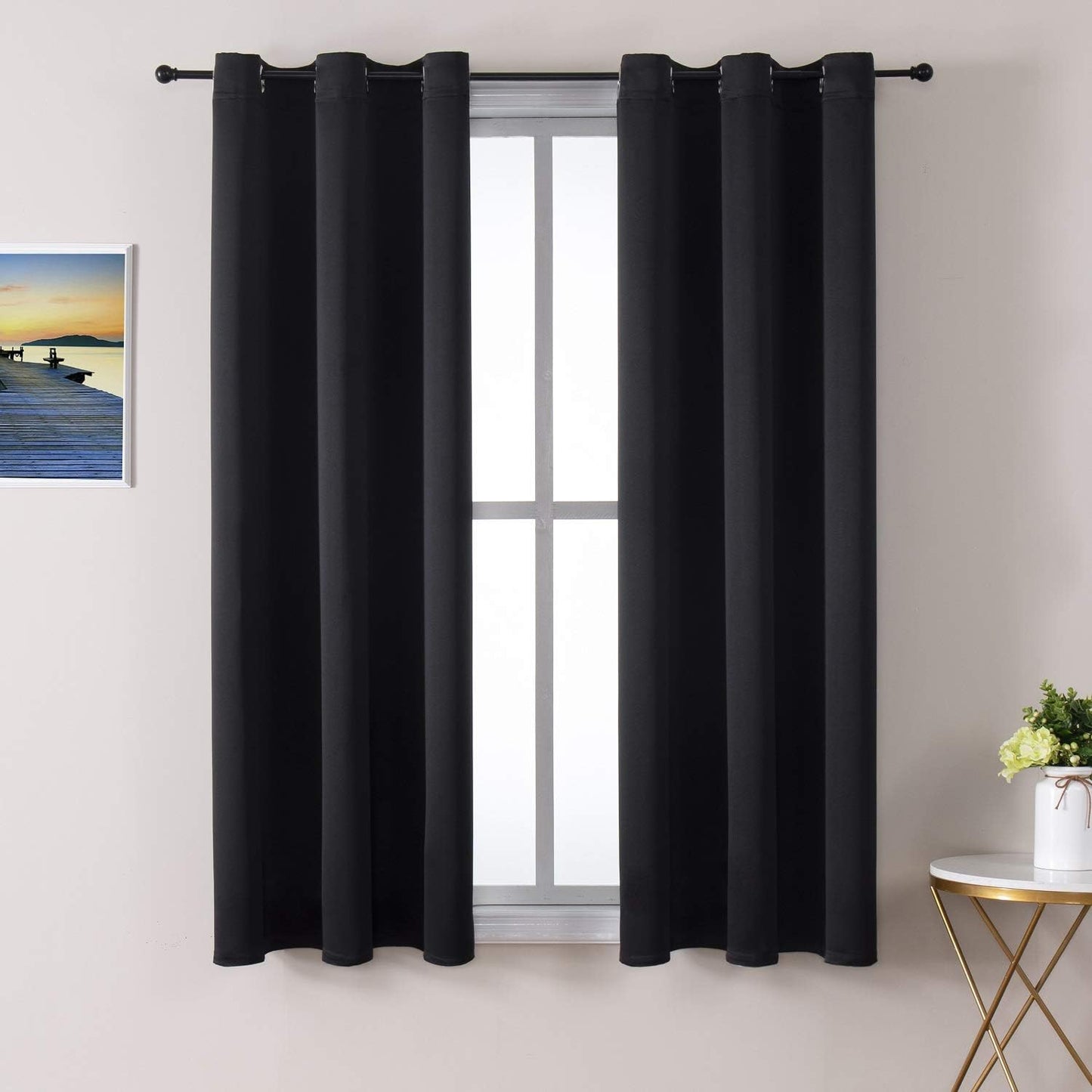 Thermal Insulated Grommet Blackout Curtains - Set of 2