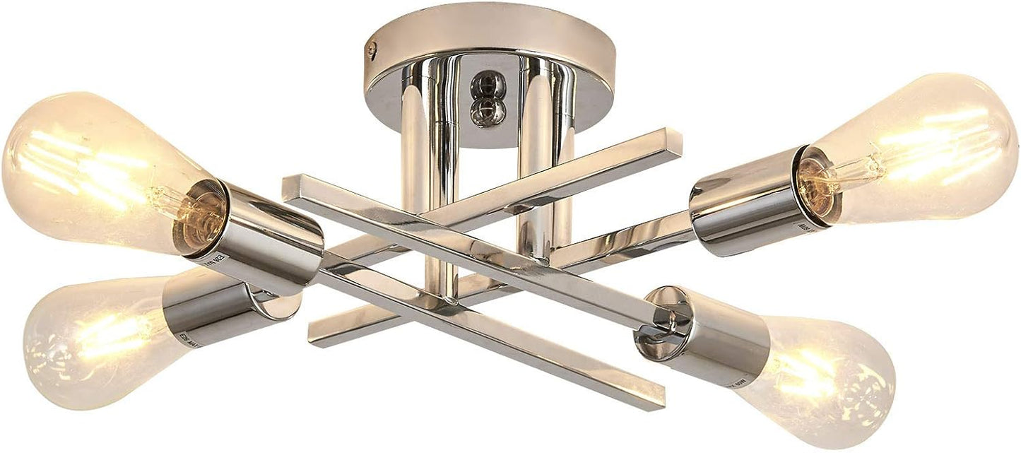 Modern Chrome Metal Chandelier for Kitchen and Living Room