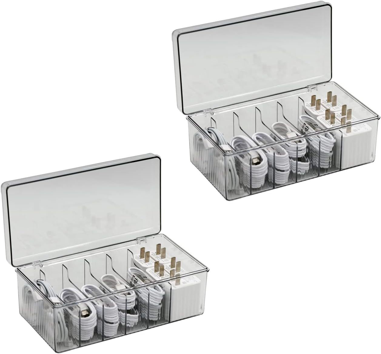 Compact 6-Compartment Cable & Cord Organizer Set