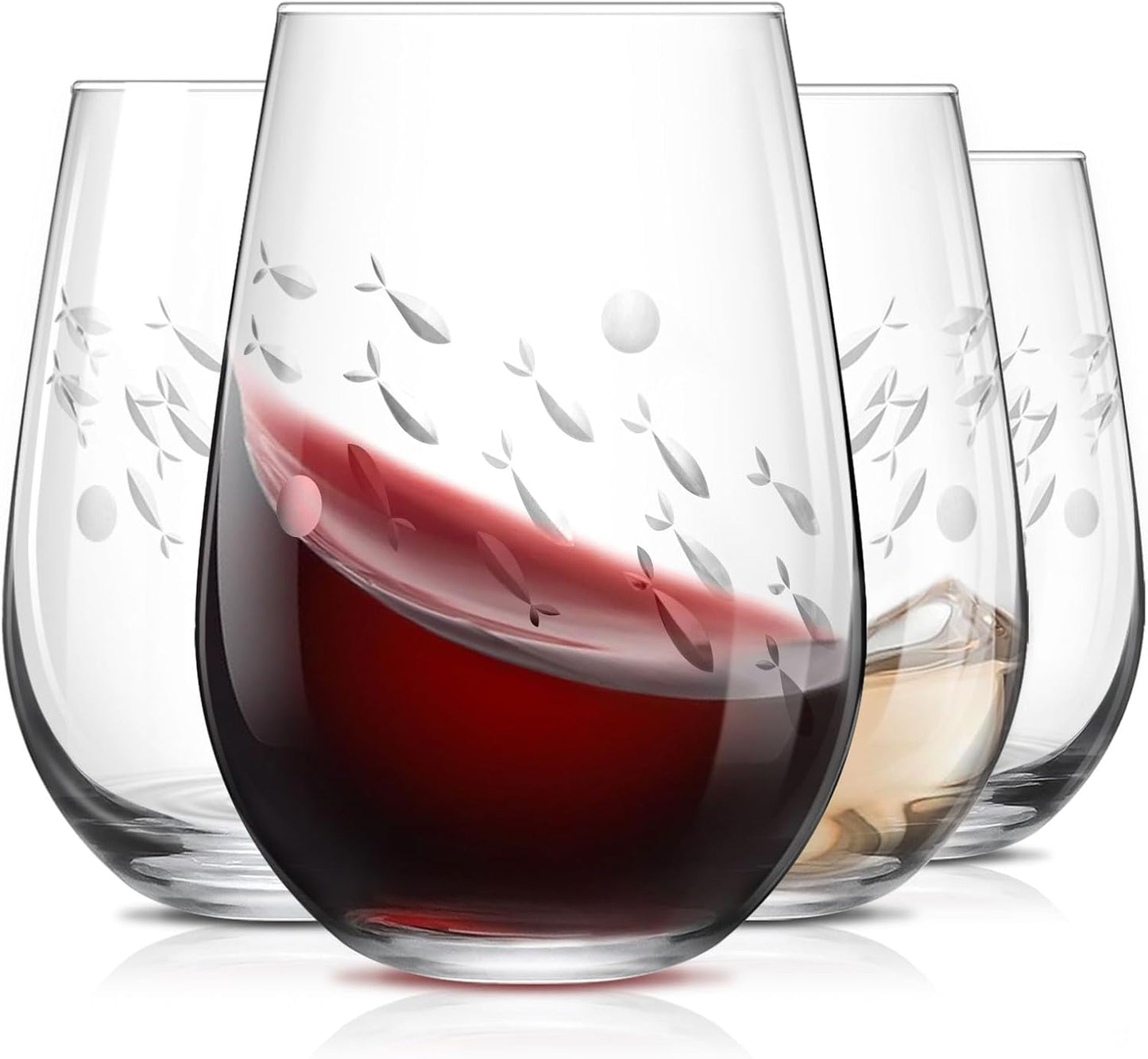 SHOSHIN Stemless Wine Glass Set of 4 for Elegant Wine Enjoyment