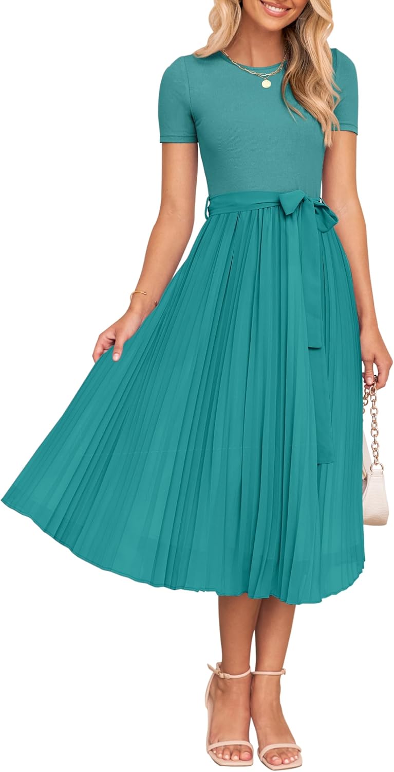 ZESICA Womens Summer Short Sleeve Midi Dress for Every Occasion