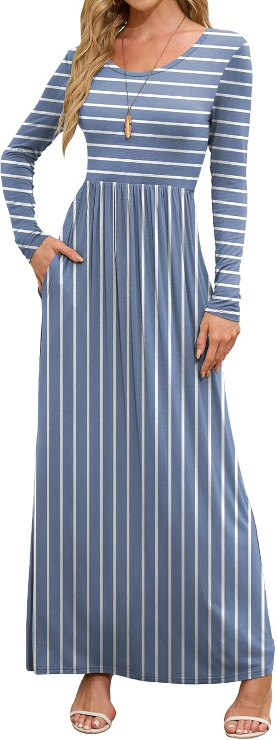 DEARCASE Women's Maxi Dress with Pockets for Casual Elegance