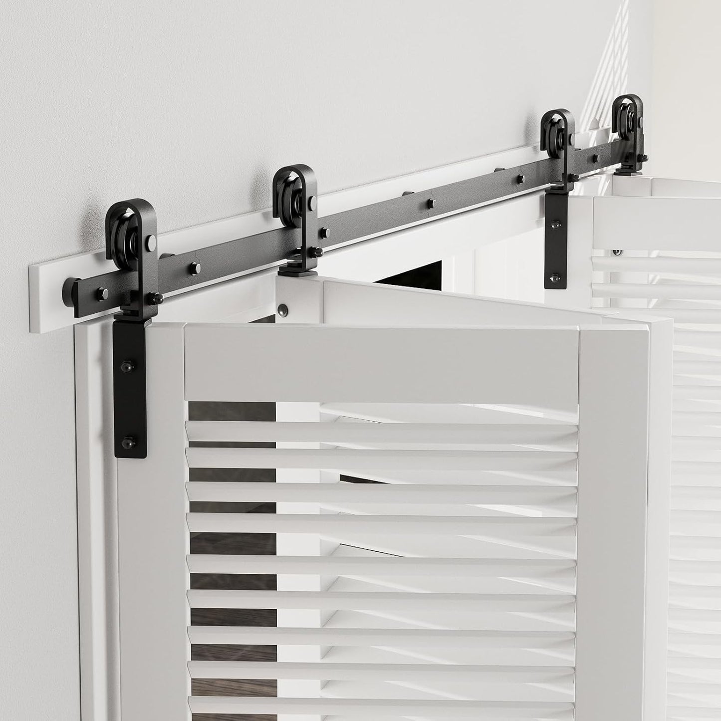 6FT Bi-Folding Barn Door Hardware Sliding Track Kit for 4 Doors