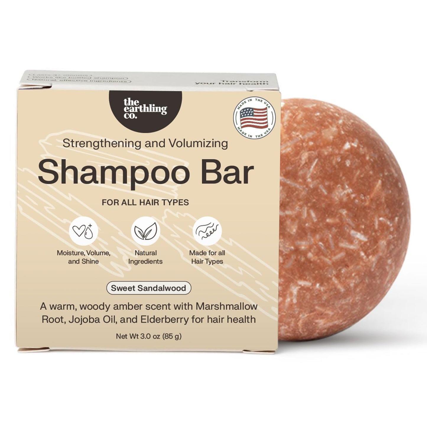 Earthling Co. Hair Growth Shampoo Bar - Strengthen, Volumize, Paraben-Free
