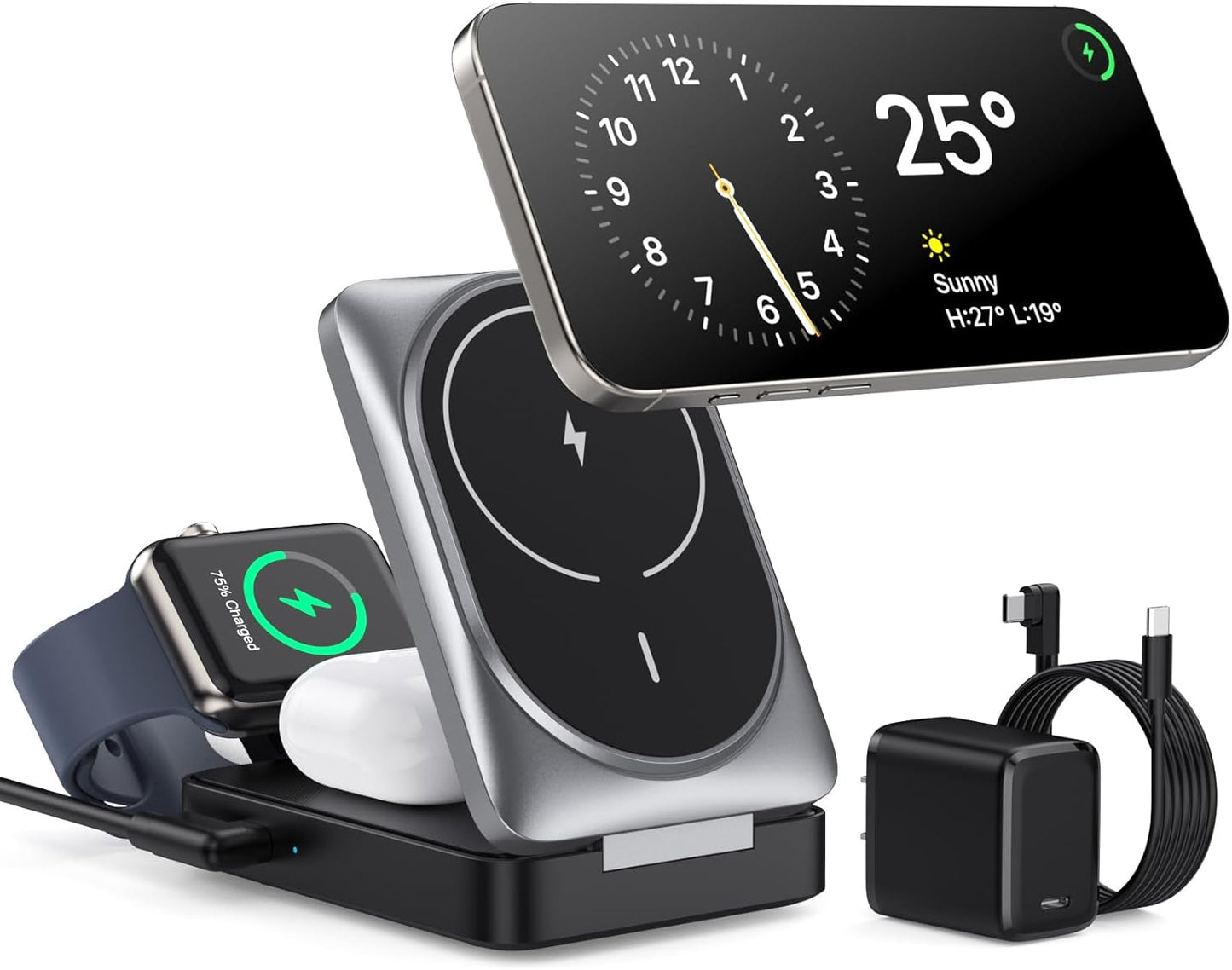 3-in-1 Wireless Charger for iPhone, Apple Watch, AirPods Fast Charging