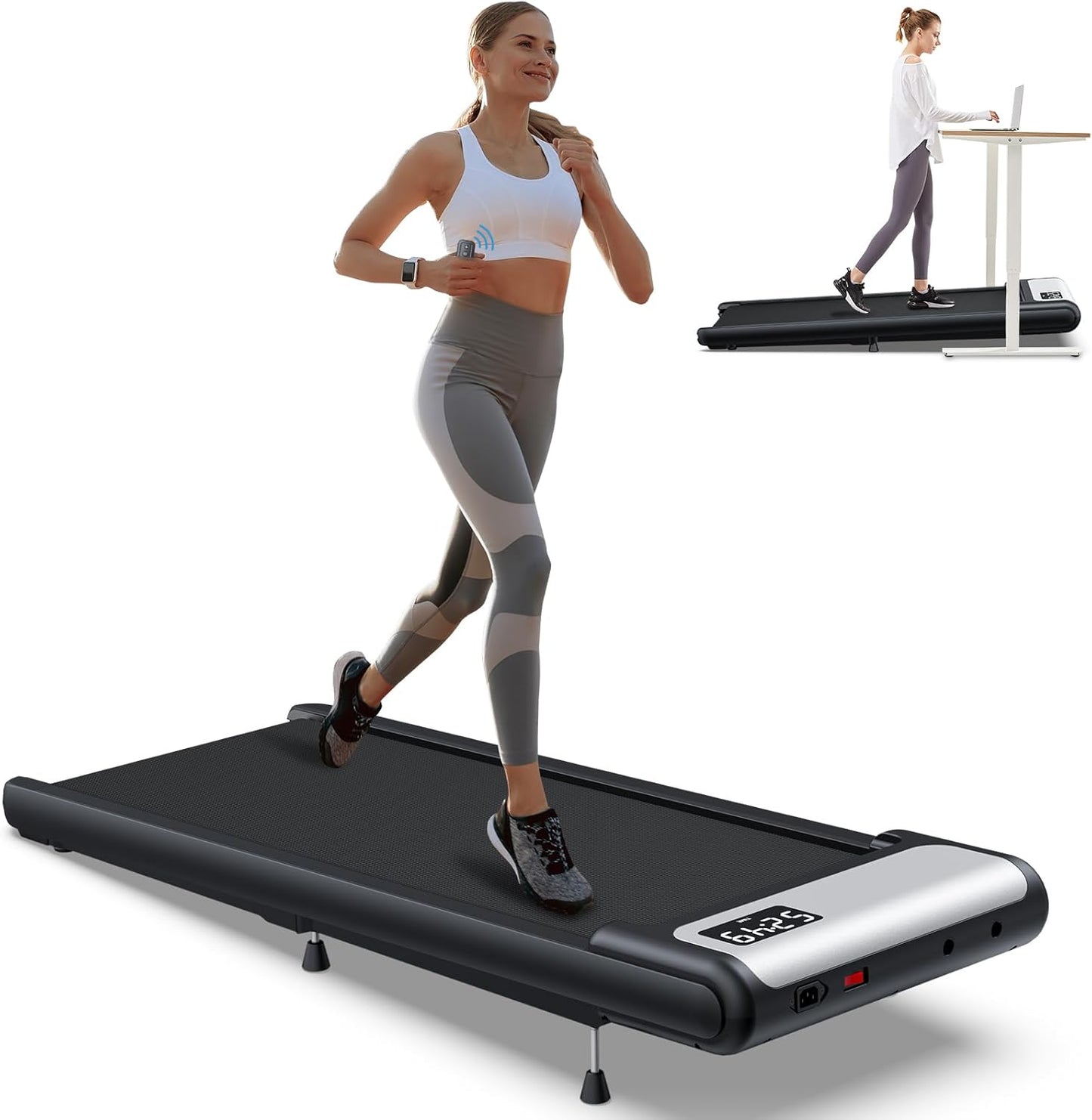 Compact 10% Incline Under Desk Treadmill by WELLFIT