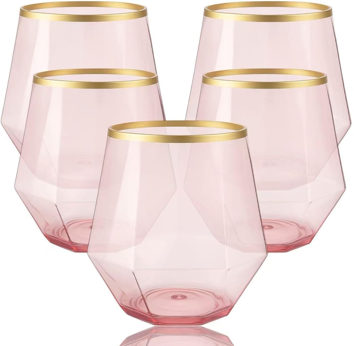 40 Count Diamond Unbreakable Stemless Plastic Wine Glasses