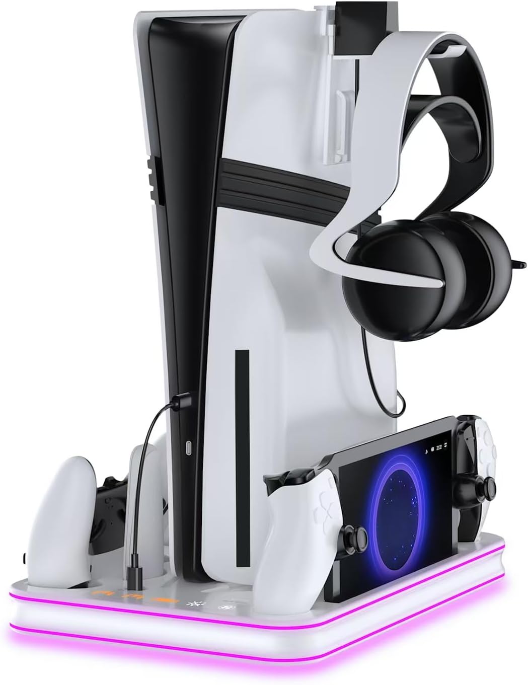 Cooling Station for PS5 Pro with RGB Lighting and Charger