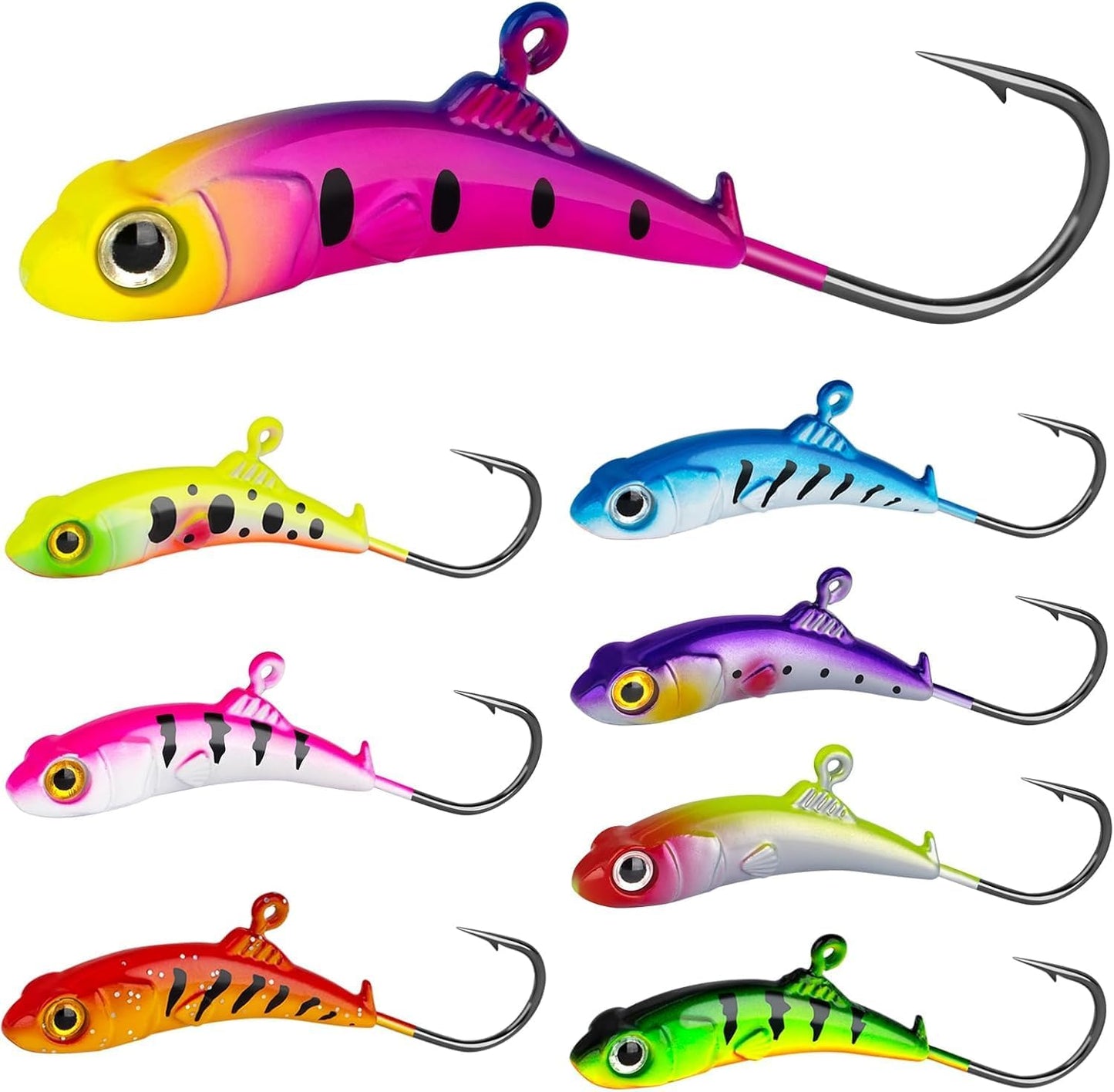THKFISH 8pc Ice Jigs Set - Winter Walleye & Panfish Lures
