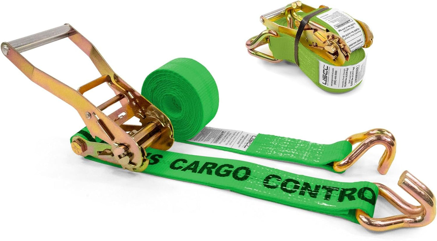 Heavy Duty 2 Inch x 12 Foot Ratchet Straps with J Hooks