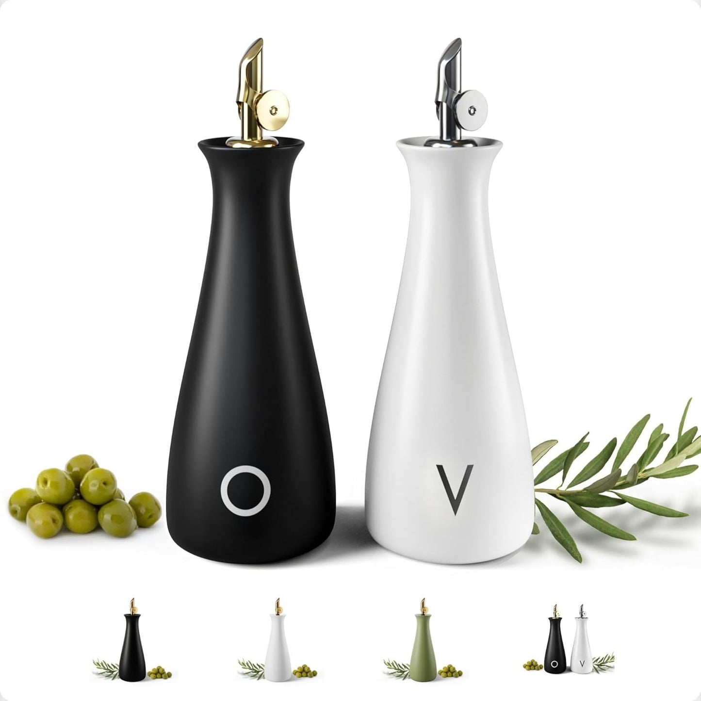 Oil and Vinegar Dispenser Set with Self-Closing Spouts - 530 ML
