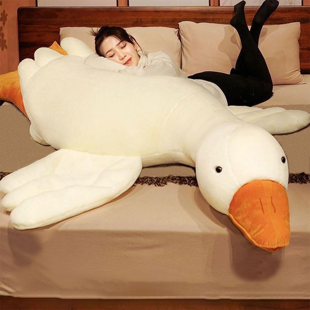 Giant White Goose Plush Hugging Pillow for All Ages - 75 in