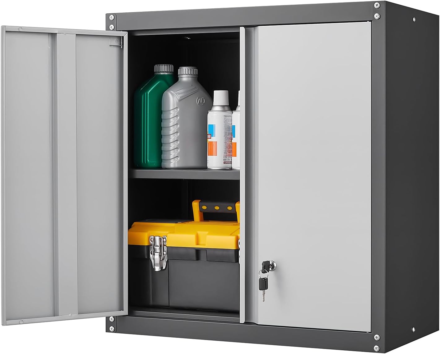 GREATMEET Lockable Storage Cabinet for Garage and Home Use
