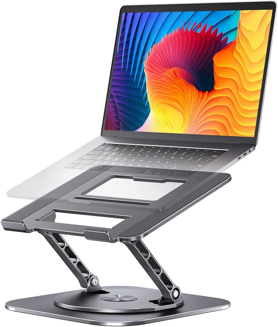 Adjustable Laptop Stand with 360 Rotating Base for Ergonomics
