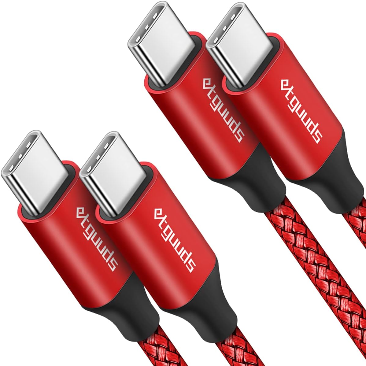 2-Pack 60W Fast Charging USB C Cables