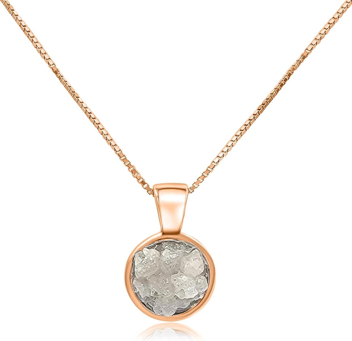 Real Gemstone 8mm Bezel Pendant Chain Necklace for Her