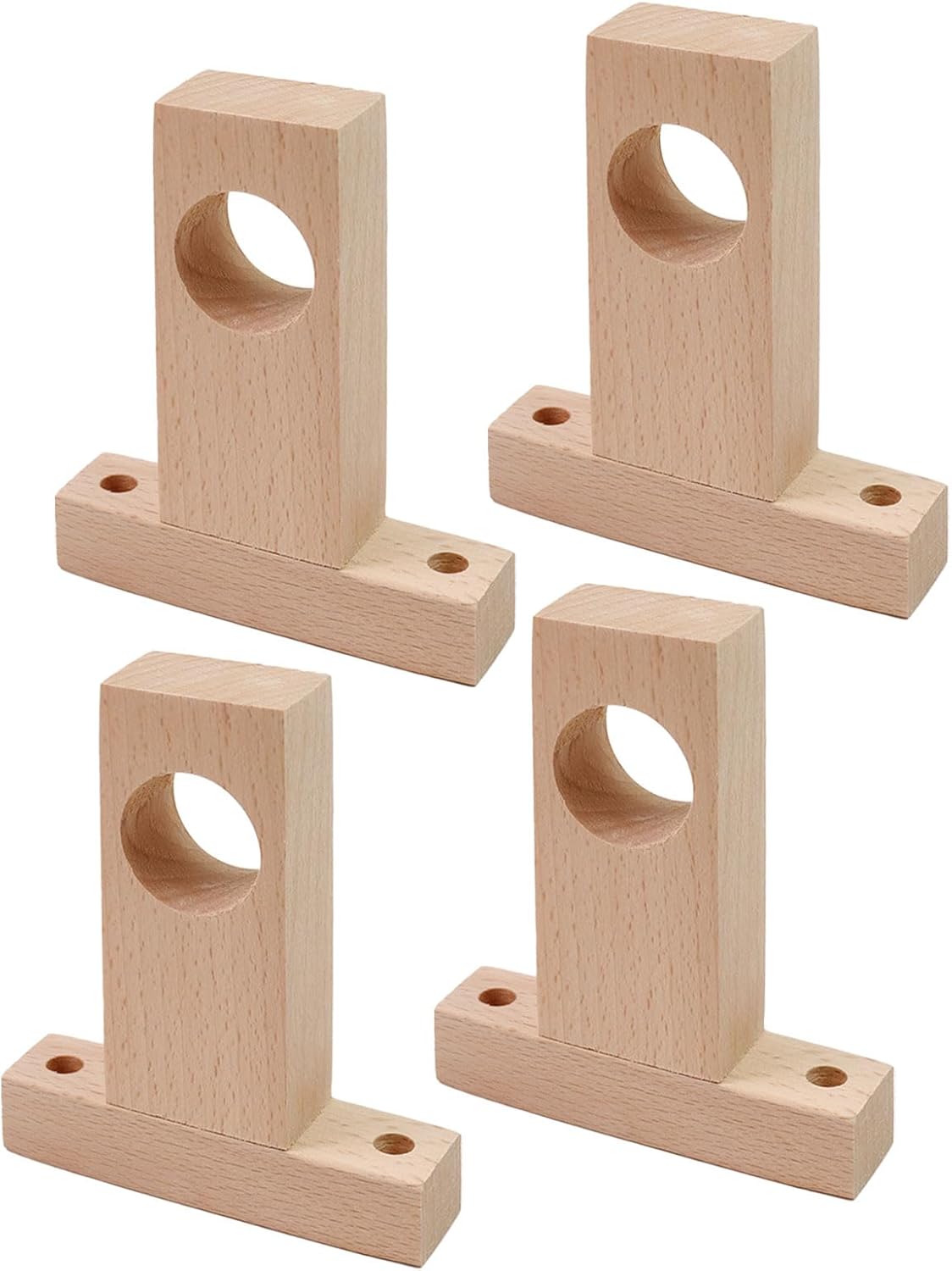 Antrader 4Pcs Wood Curtain Rod Holders - Unfinished, Inner Hole Dia 32mm/1.25 - Easy DIY Installation
