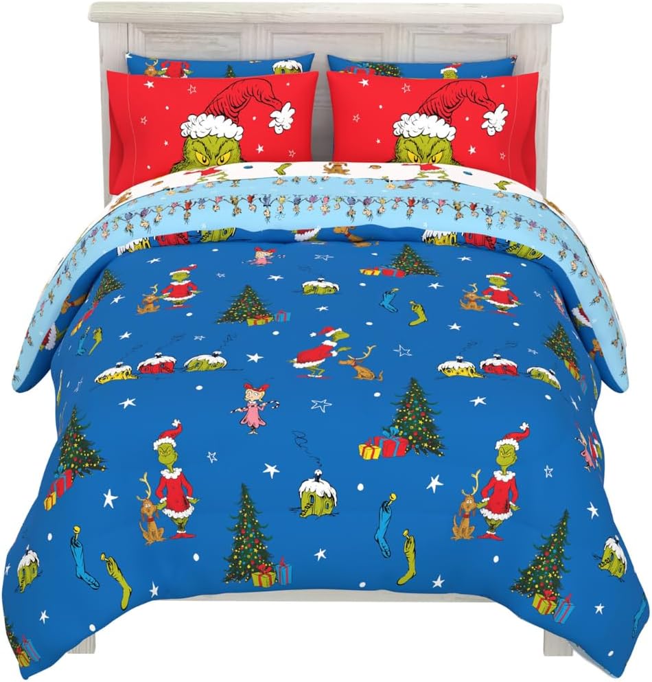 Dr. Seuss Grinch Holiday Bedding Set for Full Size Beds