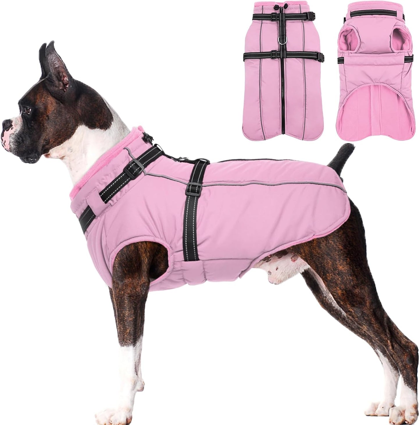 Lelepet Warm Dog Winter Coat with Built-in Harness for Safety