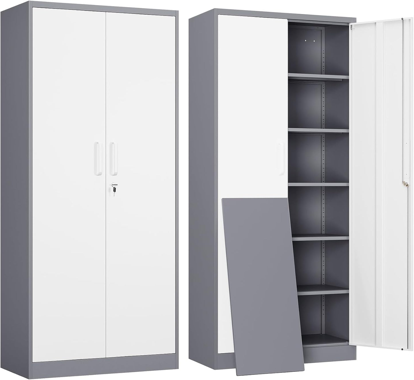 Yizosh Metal Garage Storage Cabinet with 5 Adjustable Shelves
