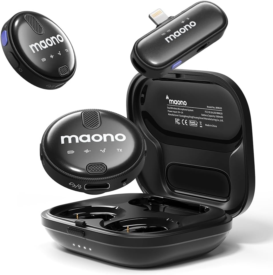 MAONO Wireless Lavalier Mic: Noise Cancelling, 36H Battery, Pro Sound