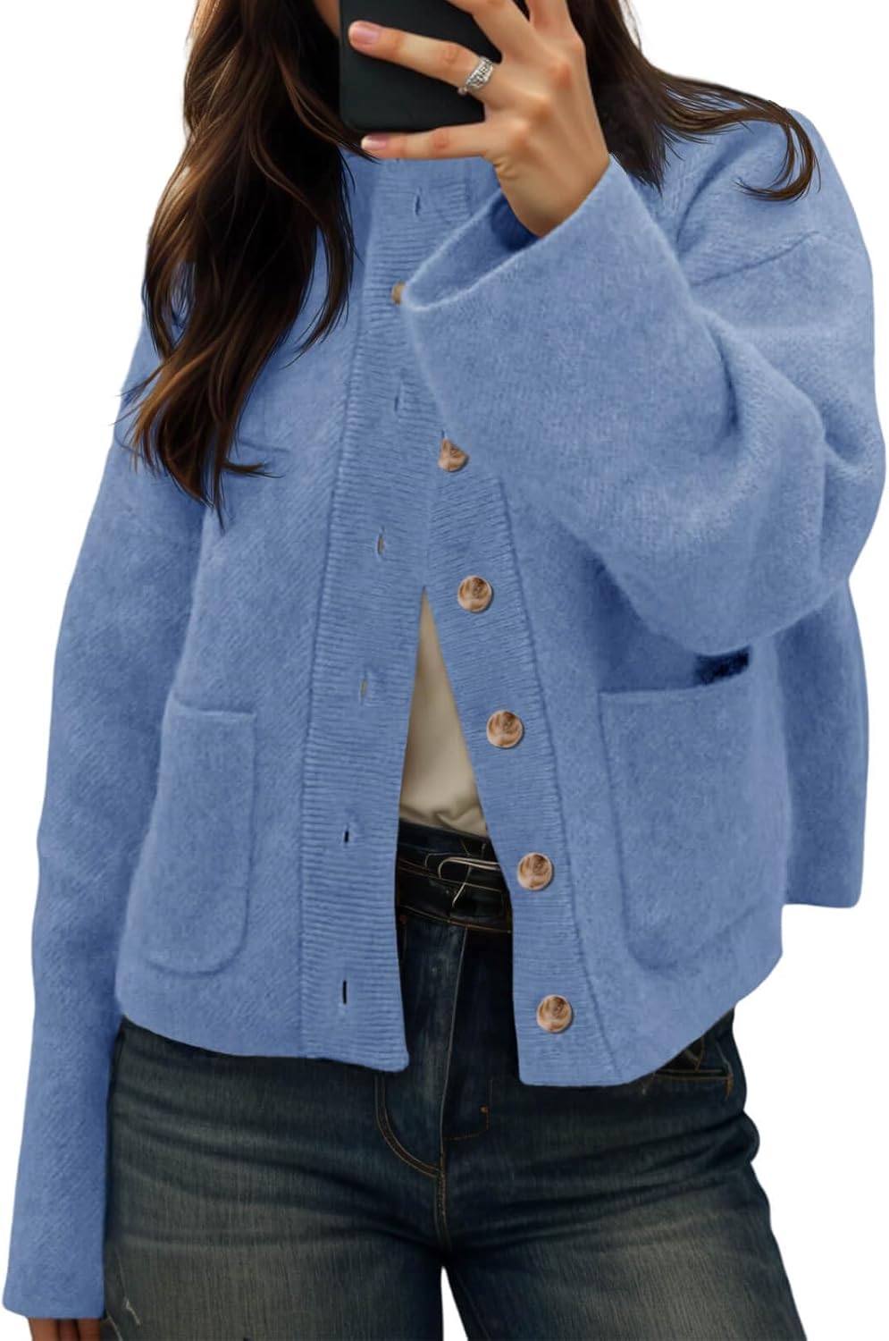 Cicy Bell Womens Chunky Knit Cardigan Sweater for Winter Style