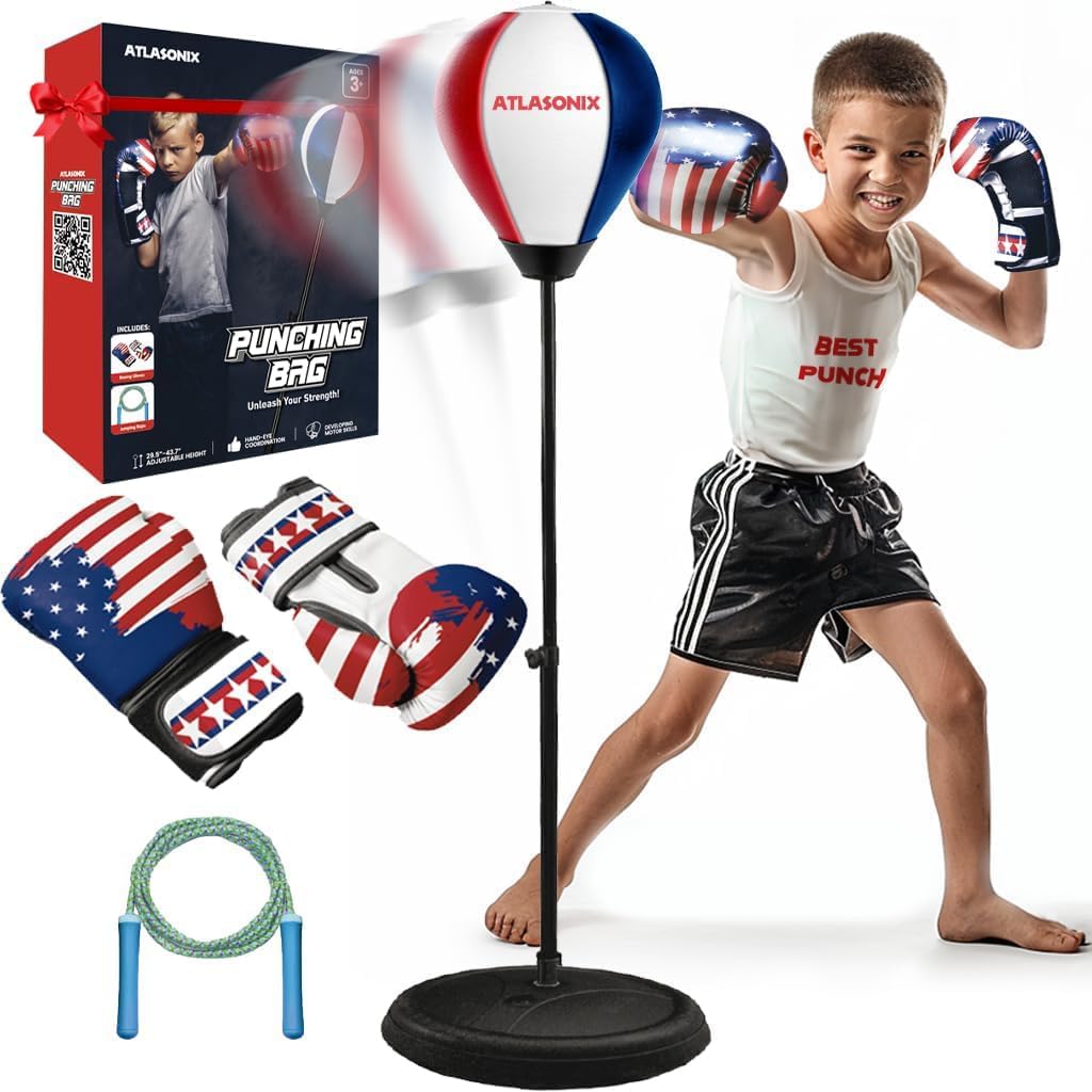 Kid's Punching Bag & Gloves Set - Fun Ninja Games!