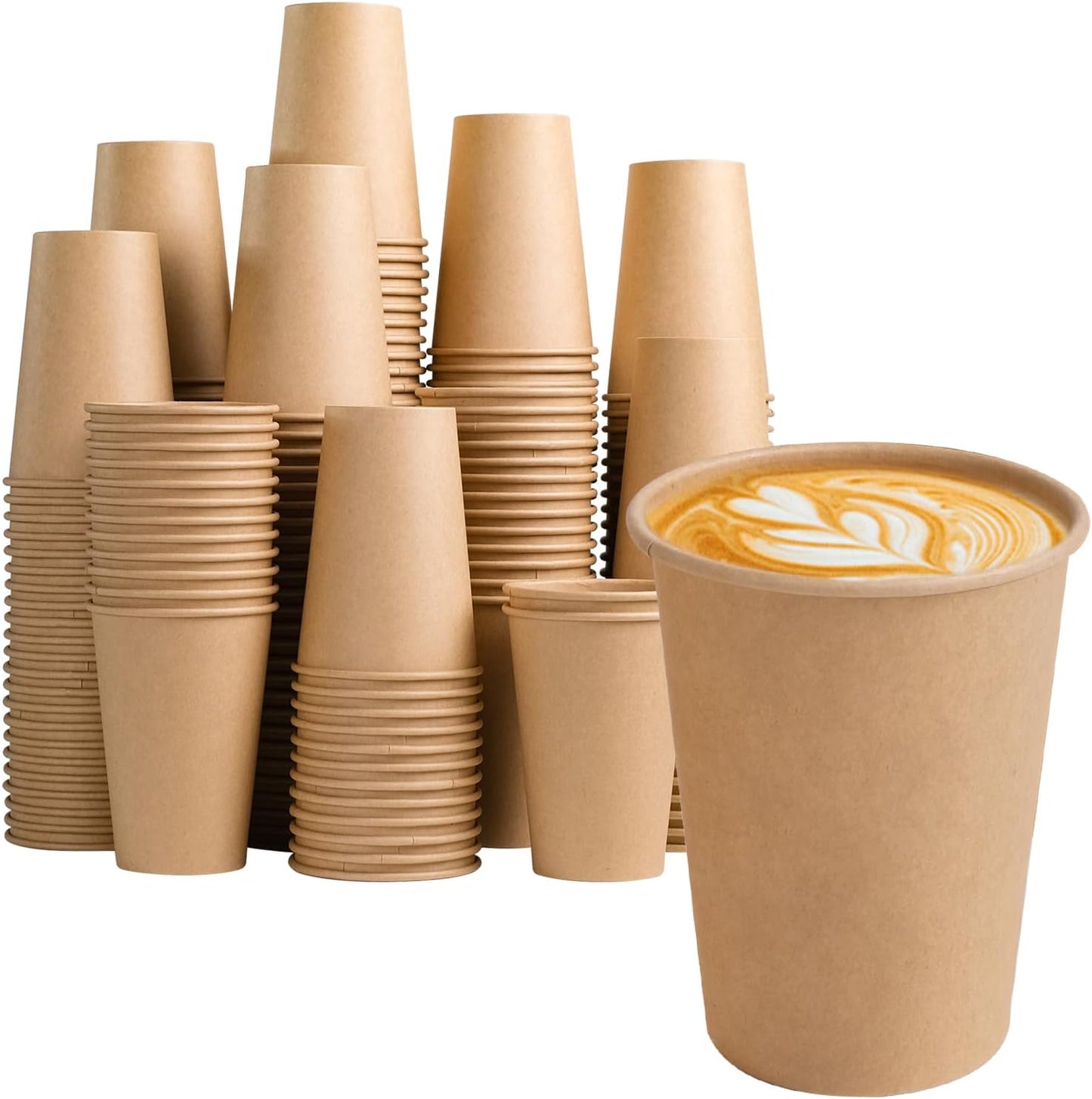 300 Pack 12 oz Disposable Kraft Coffee Cups for Any Occasion
