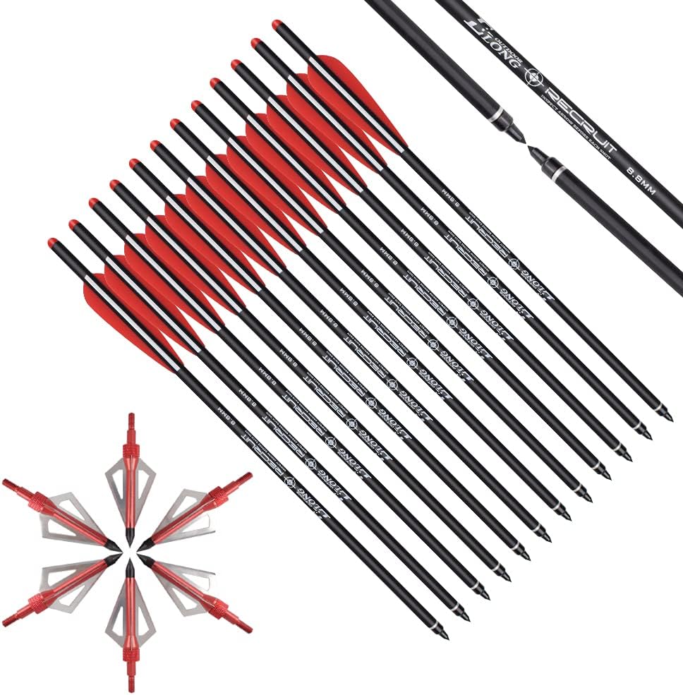 Elong Crossbow Bolts 20 Inch Carbon with Broadheads for Hunting