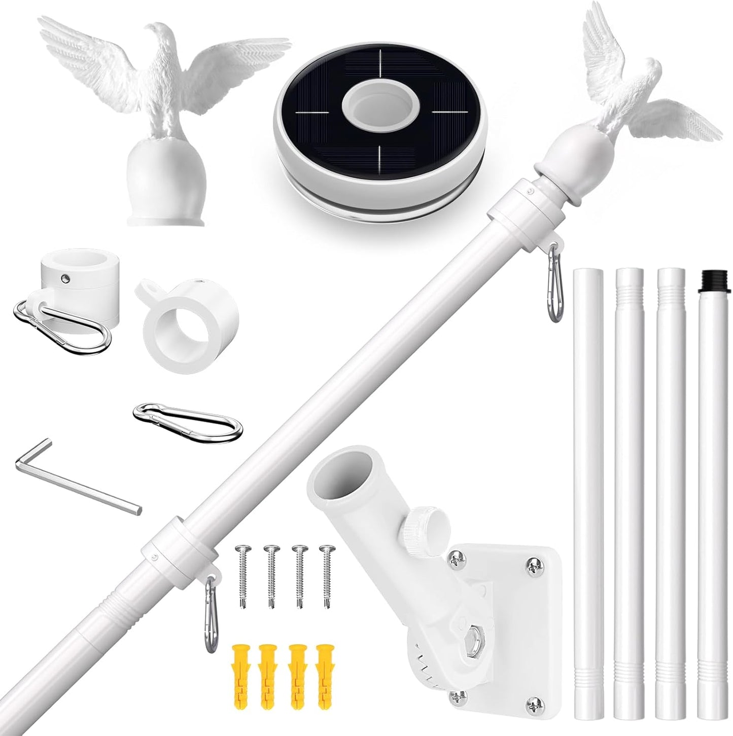 LETSTRY 5FT Flag Pole Kit with Solar Light for Outdoors