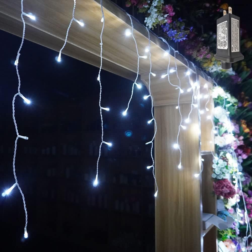 YASENN 300LED Icicle String Lights 8 Modes Timer - Brighten Your Space!