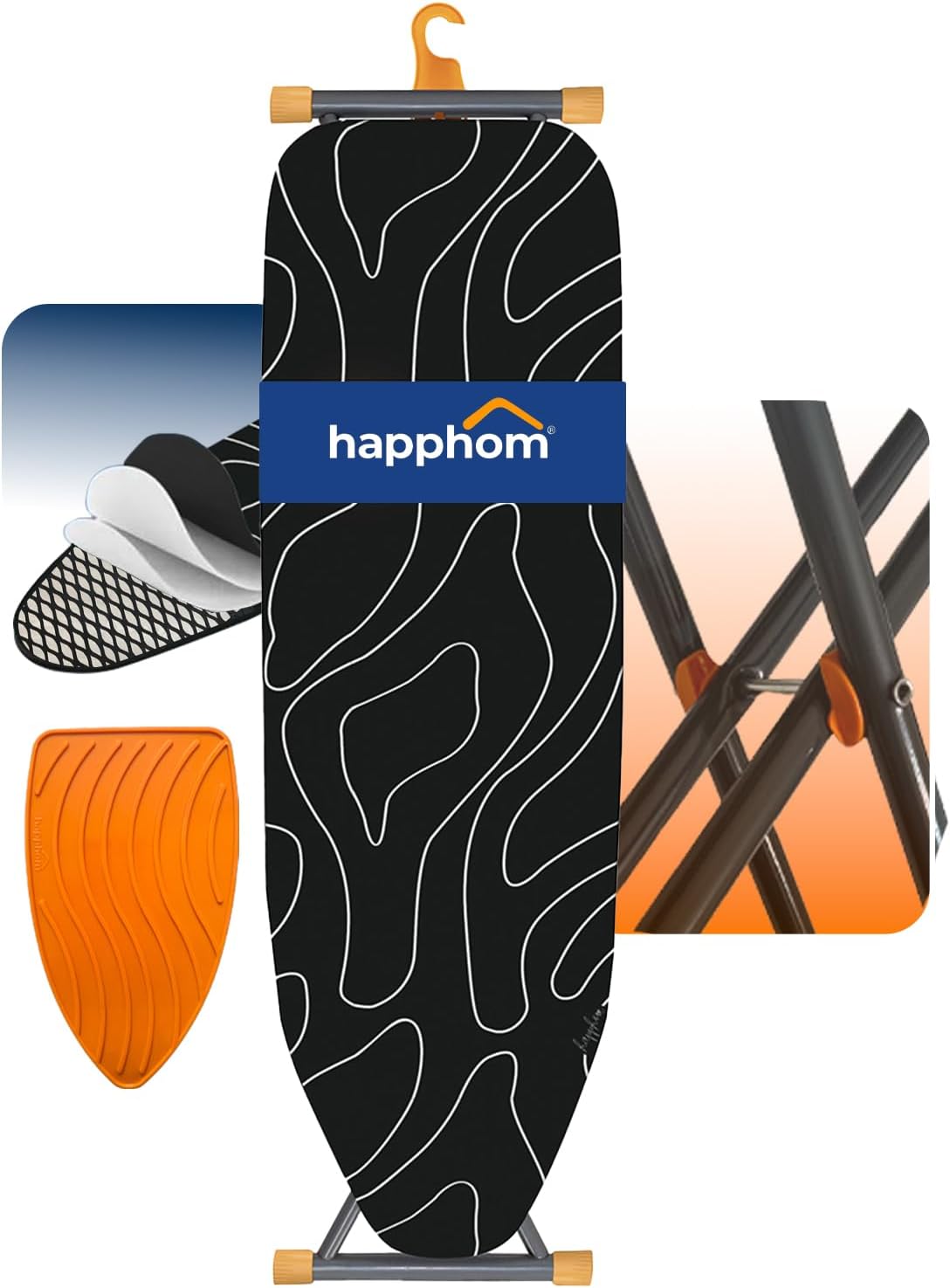 Compact Space Saver Ironing Board with Extra Thick Cover and Hanger