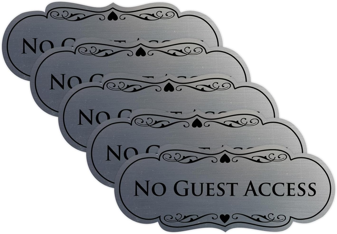 No Guest Access Wall or Door Sign - Durable Plastic 5 Pack
