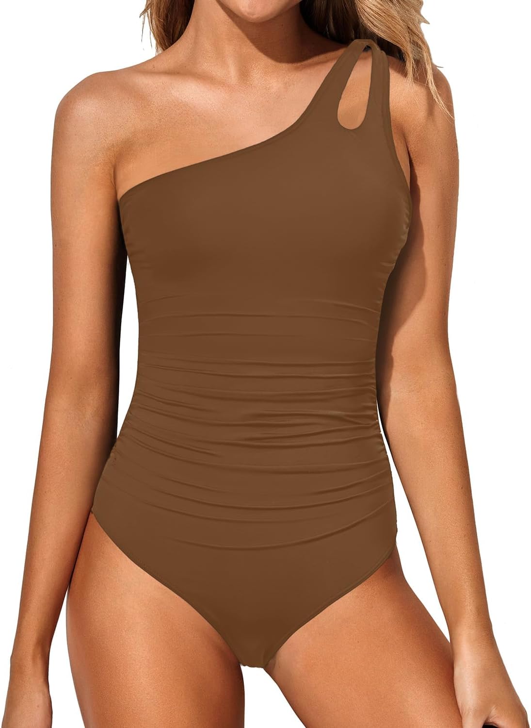 One Shoulder One Piece Swimsuit for Women with Tummy Control