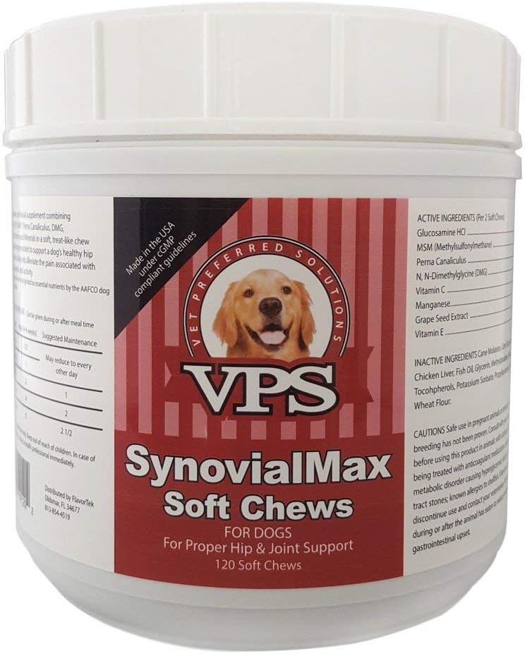 VPS SynovialMax Hip & Joint Soft Chews for Dogs, 120 Count