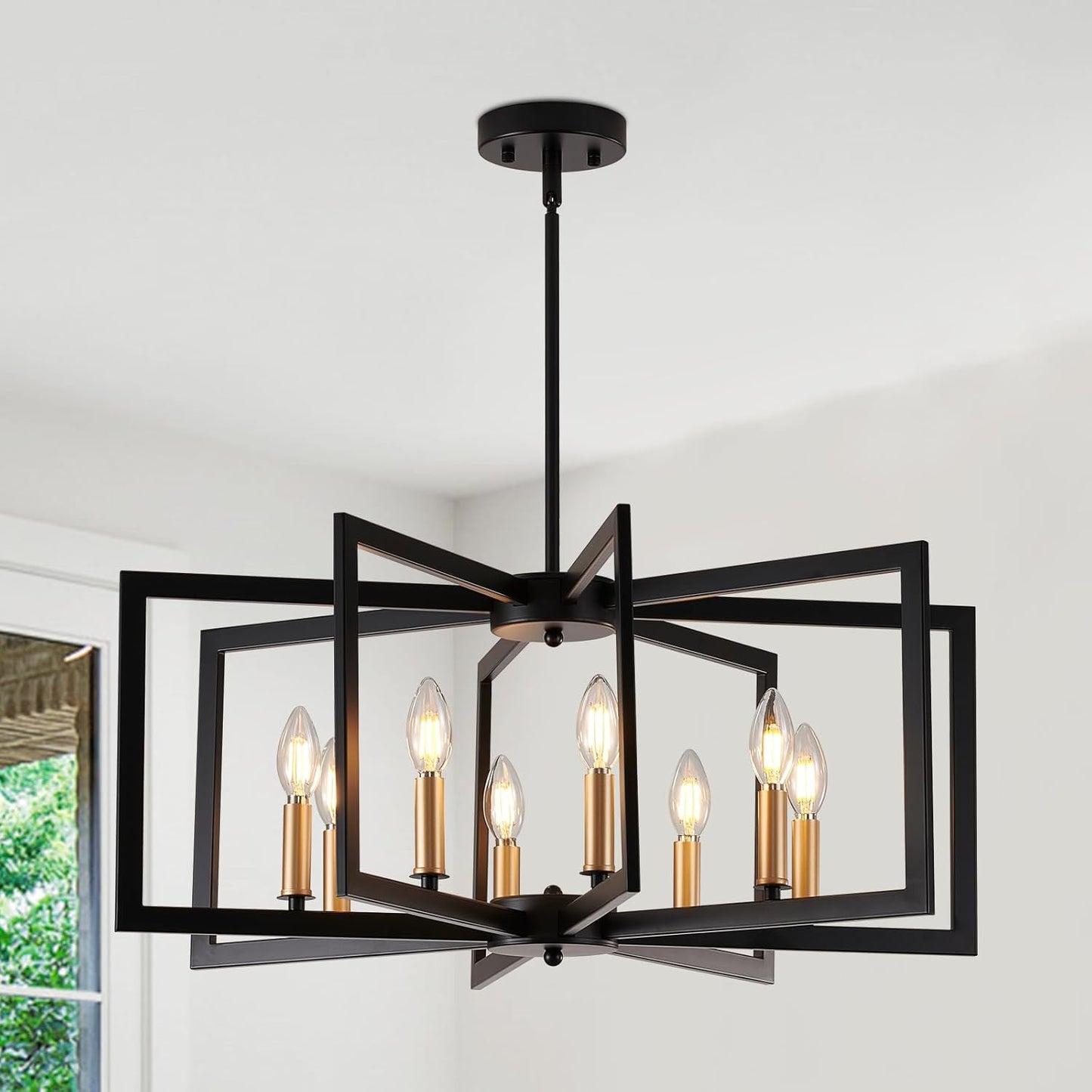 Black Chandelier for Dining Room - 8-Light Modern Fixture