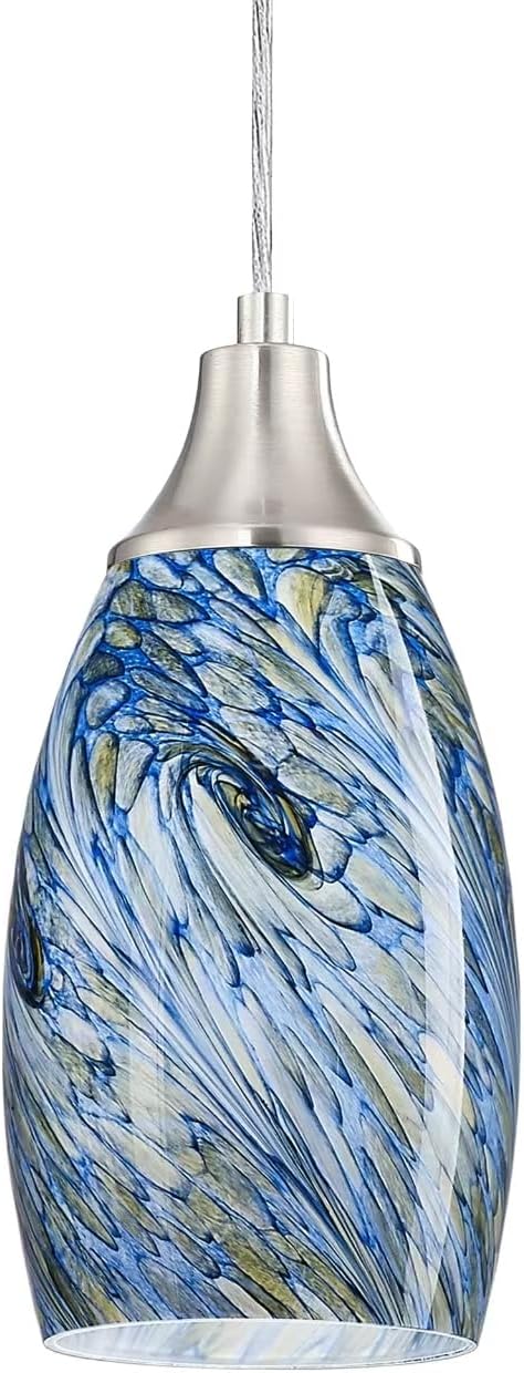 Mini Pendant Lights with Unique Art Glass for Kitchen Island