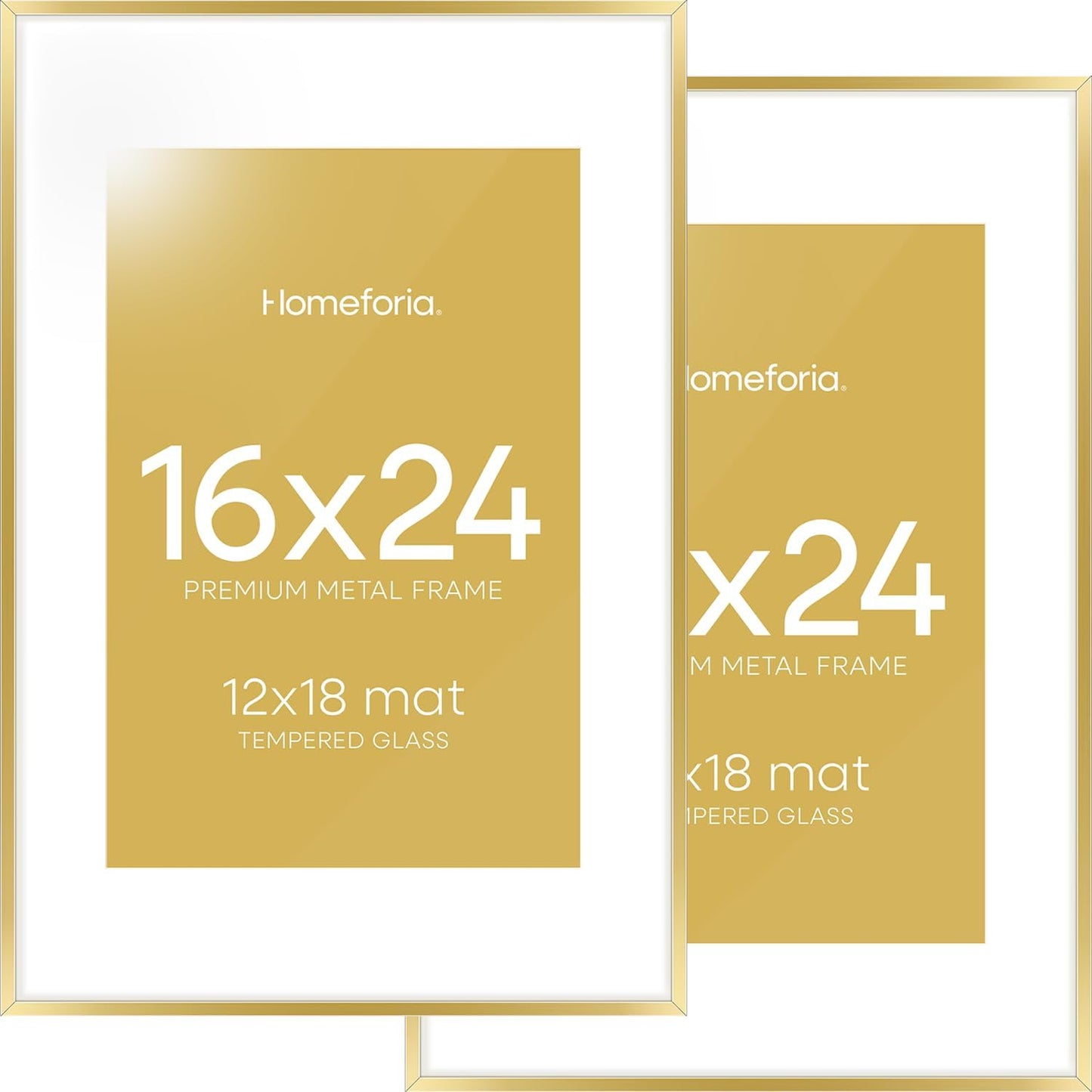 16x24 Gold Picture Frame Set of 2 with Mat for Stunning Display