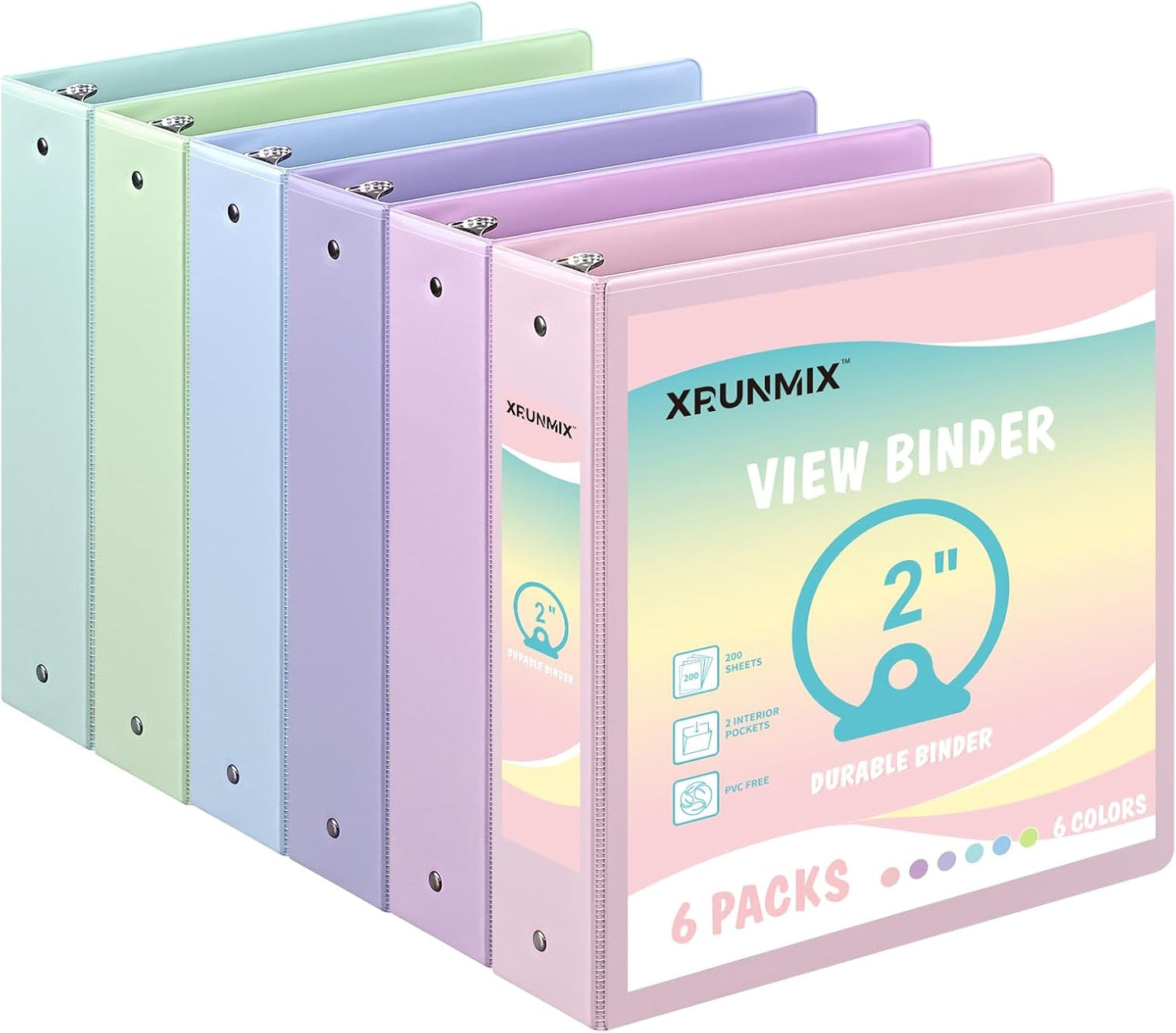 2-inch 3-Ring Binder Bundle with Pockets for School & Office