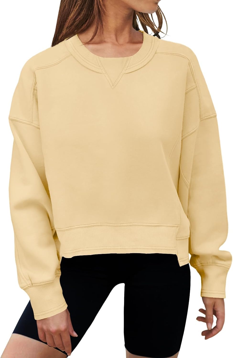 MEROKEETY Women's Oversized Cropped Sweatshirts for Fall Style