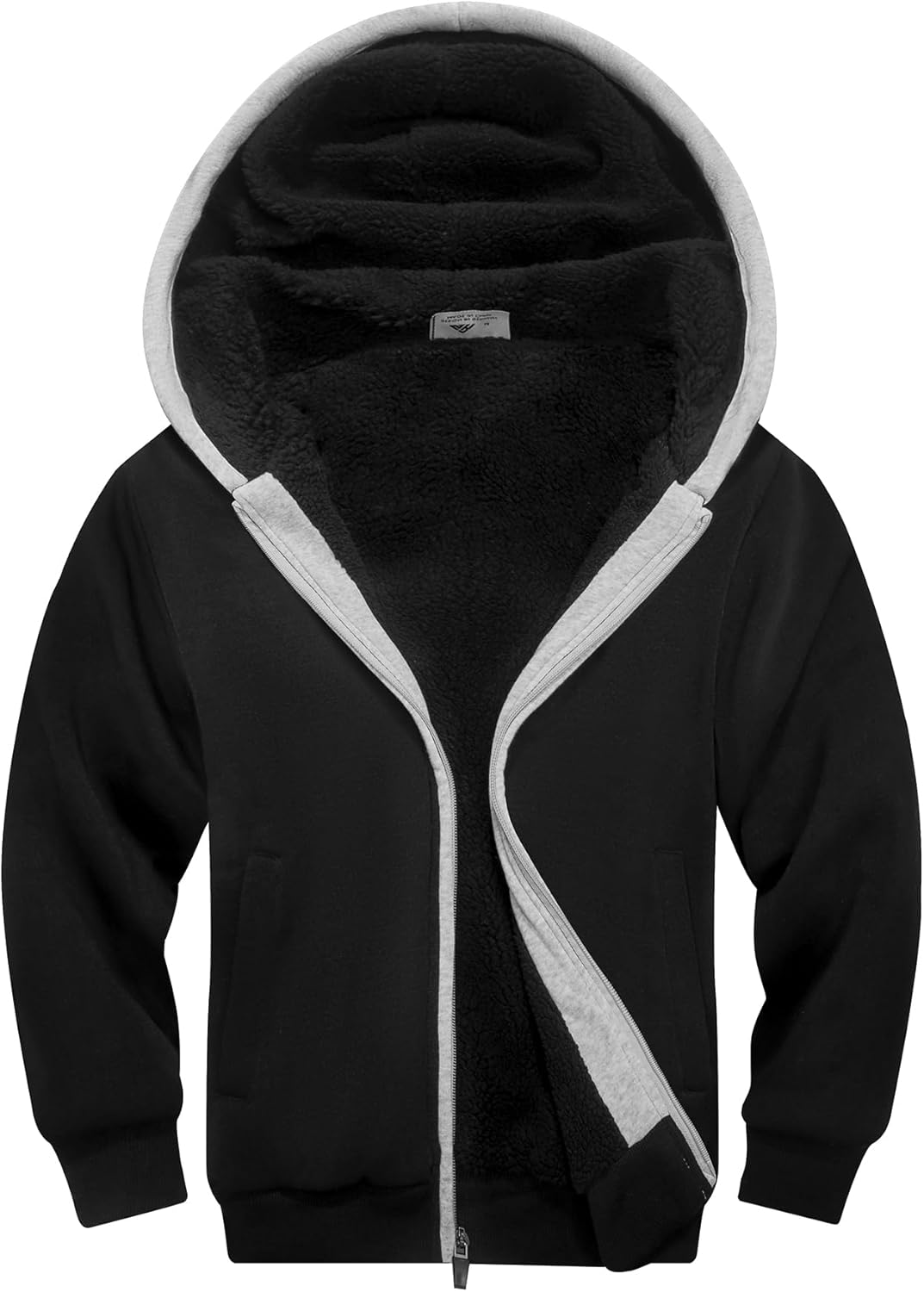 Unisex Boys Girls Fleece Hoodie Sherpa Lined Jacket for Kids