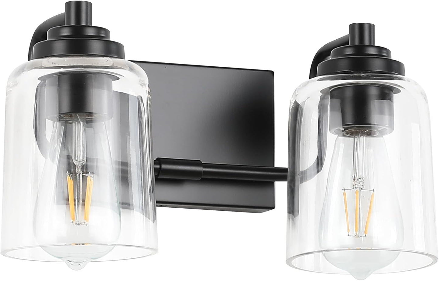 SOLFART Matt Black 2 Lights Wall Sconces for Bathroom Lighting