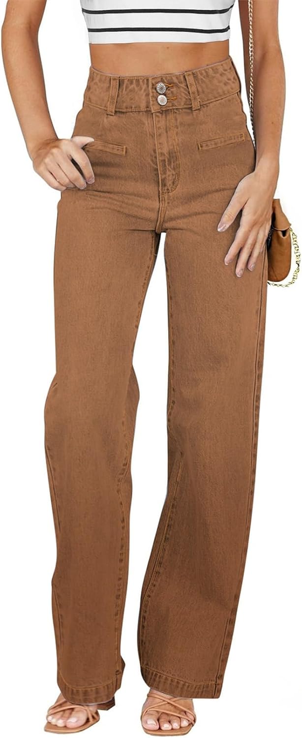 High Waisted Straight Leg Stretchy Jeans for Women by Sidefeel