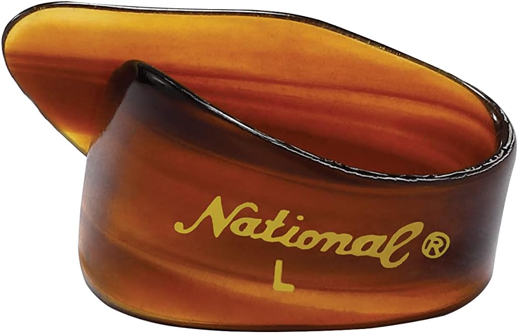 D'Addario National Finger Picks Set - 4 Picks - Combo for Guitar & Banjo - Thumbs Only - Celluloid - Mock Tortoise