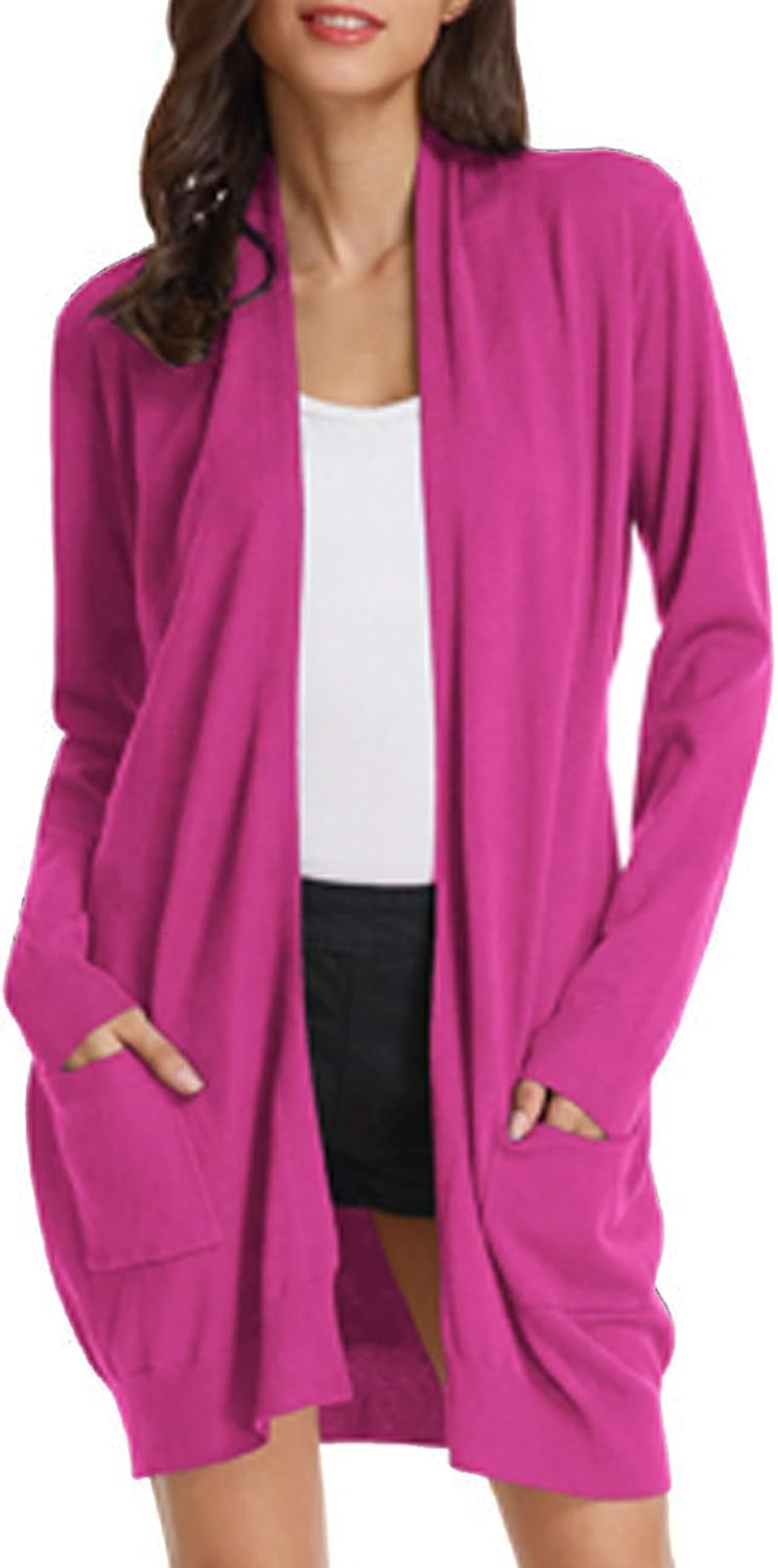 Essential Solid Open Front Long Knited Cardigan Sweater for Women
