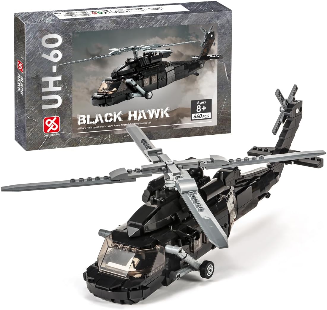 DAHONPA UH-60 Helicopter Building Bricks Set for Kids and Adults