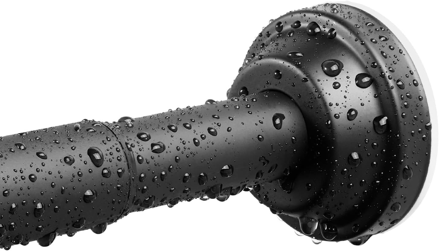 Anti-Slip Matte Black Tension Rod - No Drill, Heavy Duty
