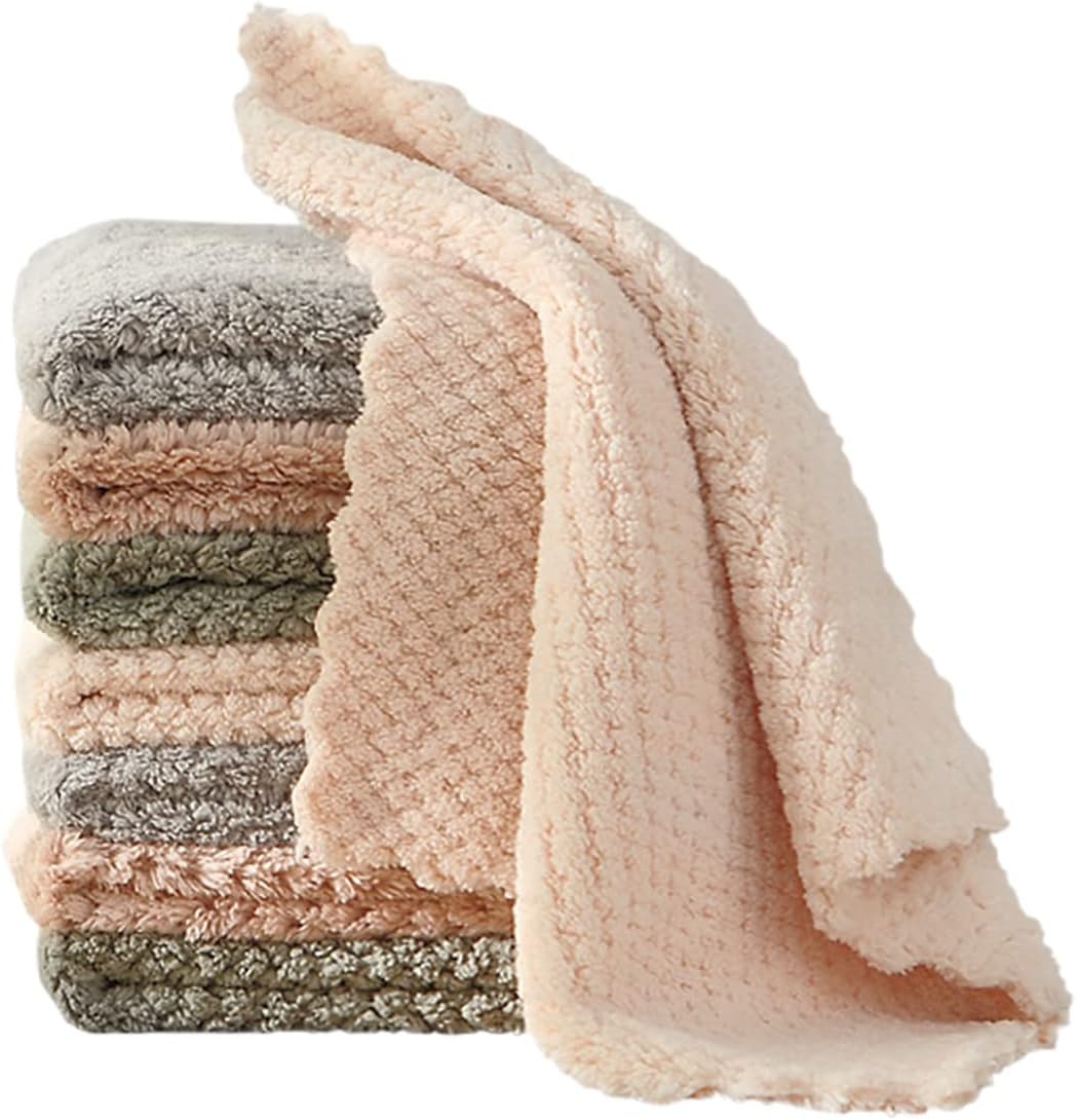 8 Pack Coral Velvet Kitchen Towels - Super Absorbent & Fast Drying
